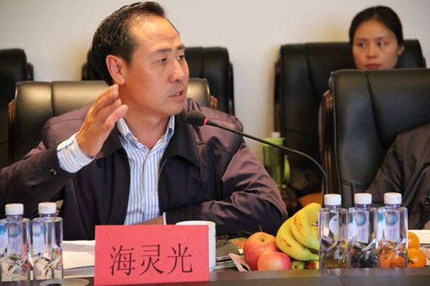 海南省內(nèi)蒙古商會會長、內(nèi)蒙古農(nóng)牧業(yè)產(chǎn)業(yè)化龍頭企業(yè)協(xié)會海南辦事處主任海靈光介紹對接情況.JPG
